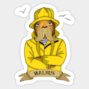 Nautical Walrus Wearing a Souwester Sticker